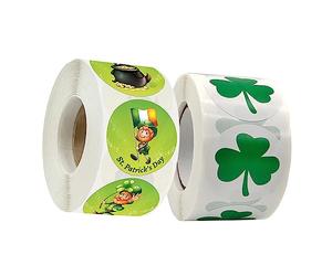 Générique 2 Rouleaux Irlande Carnets Cartonnés Autocollants Adhésifs Étanchéité Stickers Autocollant De Joint D'emballage Autocollants D'emballage Ronds En Papier Pvc