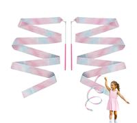 Générique 2 Rubans de Gymnastique 2m Multicolores Rose - Double Set pour Danse Enfants, Idée Cadeau