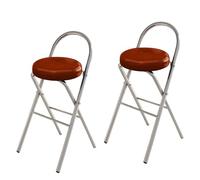 Générique 2 Tabourets de Bar Pliants, Siège Brun Rembourré avec Dossier et Repose Pieds, Chaise Haute Adulte pour Îlot de Cuisine ou Petit Déjeuner(65cm/25in)
