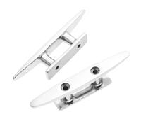 Générique 2 Taquets Plats Bas 100 Mm en Acier Inoxydable 316 | Accessoire de bateau, taquet d'amarrage, base creuse, support de pont