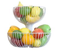 Générique 2 Tier Fruit Basket Stand - Upper And Lower Layers, Metal Fruit Bowl For Kitchen Counter | Multi-functional Hollow Double FruitBasket Holder For Living Room Tea Table