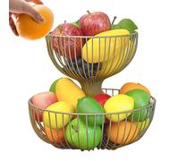 Générique 2 Tier Fruit Basket Stand - Upper And Lower Layers, Metal Fruit Bowl For Kitchen Counter | Multi-functional Hollow Double FruitBasket Holder For Living Room Tea Table