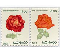 Générique 2 Timbres de Collection de Monaco, Authentiques et Neufs de 1992. Fleur, Rose. par des Livres Express