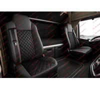 Générique 2 x Housse de Siège en Similicuir Noir Couvre-Siège 1+1 Cuir PU Rembourré Premium Luxe pour Camion Poids Lourd Compatible avec Man TGX 2015-2020