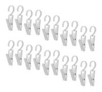 Générique 20 Clips de Cintre à Linge en Plastique Blanc, Faciles à Installer et Polyvalents, pour Suspendre Serviettes, Chaussettes et Vêtements Lors D'activités de Jardin