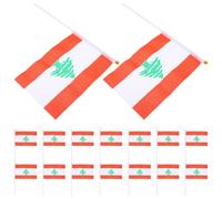 Générique 20 Drapeaux Nationaux Liban en Polyester avec Bâtons en Plastique, Résistants aux Intempéries pour Cadeaux de Fête et Rassemblements