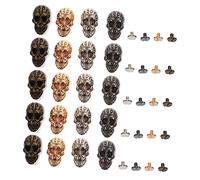 Générique 20 Ensembles Rivets Punk Crâne pour Accessoires de Sac Décoration Diy avec Rivets Or Noir