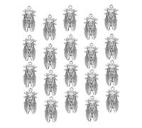 Générique 20 Pièces Charms Cigale Argent Vieilli pour Création Bijoux DIY Pendentifs Insectes Vintage Alliage pour Bracelets Colliers Boucles Oreilles