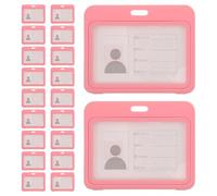 Générique 20 Pièces Étui Porte-badge Horizontal en Plastique Rose 3, | Double Face Transparente, Protection L’usure Rayures, Accès Rapide, pour École et Conférence