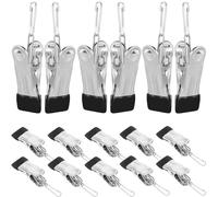 Générique 20 pièces Pinces à Linge Inoxydables avec Revêtement Antidérapant Résistantes et Légères pour Étendoir Intérieur et Fil à Linge Clips Multi-usages pour Vêtements Serviettes et