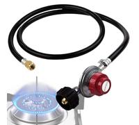 Générique 20 Psi Régulateur De Propane - Vanne De Réduction De Pression avec Tuyau, Adaptateur De Connecteur en Laiton, Tuyau Lourd | Gril Fiable pour Les Poêles De Brûleurs