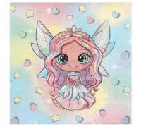 Générique - 20 SERVIETTES PAPIER PETITE FÉE 33CM MULTICOLORE