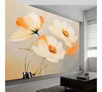 Générique 200 x 140 cm papier peint chambre enfant Beige, Impressionnisme Fleurs Fleur D'Oranger Murale XXL Poster Tableaux Muraux Tapisserie Photo Trompe l'oeil pour chambre salon cuisine