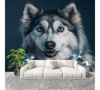 Générique 200x140 cm Seamless Join Easy Install Papier Peint Photo Chien Husky Durable Waterproof Removable Mural 200x140 Cm Bleu Et Blanc Papier Peint Anti-Stain Fresque Murale Grande