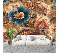 Générique 200x140 cm Seamless Join Easy Install Papier Peint Photo Motif Cachemire Fleurs ThèMe Durable Waterproof Removable Mural 200x140 Cm brun Papier Peint Anti-Stain Fresque Murale Grande