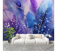 Générique 200x140 cm Seamless Join Easy Install Papier Peint Photo Motif De Plumes Artistique Durable Waterproof Removable Mural 200x140 Cm Violet Papier Peint Anti-Stain Fresque Murale Grande