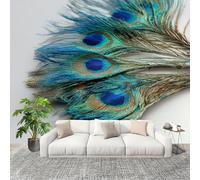 Générique 200x140 cm Seamless Join Easy Install Papier Peint Photo Plumes De Paon éClatantes Durable Waterproof Removable Mural 200x140 Cm Bleu Papier Peint Anti-Stain Fresque Murale Grande
