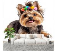 Générique 200x140 cm Seamless Join Easy Install Papier Peint Photo Yorkshire Terrier Durable Waterproof Removable Mural 200x140 Cm Blanc Papier Peint Anti-Stain Fresque Murale Grande