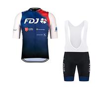 Générique 2022 Pro Team FDJ Ensemble de maillot de cyclisme pour hommes, maillot de vélo vtt respirant Kits de cuissard à bretelles GEL Paddad (2XL)