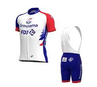 Générique 2022 Pro Team FDJ Europe Tour Ensemble de maillot de cyclisme pour hommes, maillot de vélo vtt respirant Kits de cuissard à bretelles GEL Paddad (L)