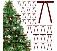 Générique 2024 Arcs en Velours Rouge pour Sapin de Noël, 24 PCS Arcs en Velours Bourgogne Vintage pour Sapin de Noël, Décorations de Noël pour Guirlande de Noël Décoration intérieure et extérieure