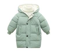 Générique 2024 Enfant Manteau Long d’Hiver à Capuche Col Fourrure Imprimé Doudoune Epais Polaire Coupe-Vent Chaude pour Filles Garçons 3-12 Ans (Green, 9-10 Years)