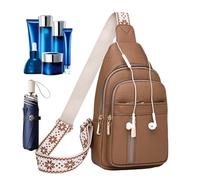 Générique 2024 Multi-Pocket Sling Bag | Waterproof PU Leather, 18x6x30cm, 350g | Small Chest Purse For Women | Vintage Shoulder Bag In Green, Red, Khaki, White Or Black