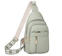 Générique 2024 Multi-Pocket Sling Bag | Waterproof PU Leather, 18x6x30cm, 350g | Small Chest Purse For Women | Vintage Shoulder Bag In Green, Red, Khaki, White Or Black