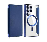 Générique 2024 New Leather Textured Flip Phone Case for Samsung S24 S23 S22 Ultra Plus, Magnetic Wireless Charging Covers with Credit Card Holder (Dark Blue,S25PLUS)
