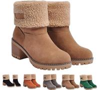 Générique 2024 Nouvelles Bottes d'hiver pour Femmes, Bottes d'hiver à Talons Hauts pour Femmes,Bottes d'hiver à Talons Hauts en Daim, Chaudes et Confortables, pour l'extérieur