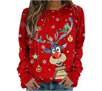 Générique 2024 Pull Noel Femme,Drole Sweat Noël,Pull Moche De Noel,Ugly Sweat-Shirt Noël à Manches Longues et imprimé gnome,Oversize col Rond Hiver Chaud Polaire Merry Christmas Sweatshirt Femme