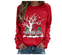 Générique 2024 Pull Noel Femme,Drole Sweat Noël,Pull Moche De Noel,Ugly Sweat-Shirt Noël à Manches Longues et imprimé gnome,Oversize col Rond Hiver Chaud Polaire Merry Christmas Sweatshirt Femme