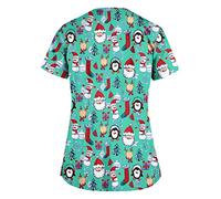 Générique 2024 Tunique Médicale Noël Femme Col en V Blouse Medicale Femme Banche Manche Courte Uniforme De Travail Blouse Infirmiere Femme Professionnelle Uniforme D'infirmière Uniforme