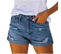 Générique 2025 Bermuda Femme Short en Jean pour Shiny Metallic Booty Mini Shorts Grande Taille Lastique Gaine Plat Danse Sport Brillant Boxer de Sueur