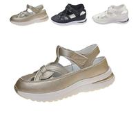 Générique 2025 Bomre Orthopedic Sandals, Bomre Orthopedic Slip on Shoes Women, Hollow Out Closed Toe Platform Wedges for Women (Gold,40)