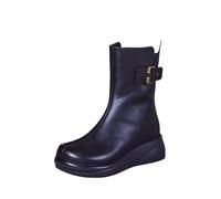 Générique 2025 Botte Femme Fermeture Éclair Plateforme Bottine À La Mode Classiques Vintage Style Botte Anti-Dérapant Chaude Confortable Bottines Vêtements De Pied Printemps, Été Et Automne