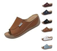 Générique 2025 Breathable Summer Solid Color Platform Slip On Walking Sandals, Comfortable Orthopedic Wedge Sandals for Women (Khaki,40)