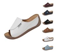Générique 2025 Breathable Summer Solid Color Platform Slip On Walking Sandals, Comfortable Orthopedic Wedge Sandals for Women (White,41)