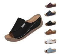 Générique 2025 Breathable Summer Solid Color Platform Slip On Walking Sandals, Comfortable Orthopedic Wedge Sandals for Women (Black,39)