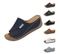 Générique 2025 Breathable Summer Solid Color Platform Slip On Walking Sandals, Comfortable Orthopedic Wedge Sandals for Women (Dark Blue,40)
