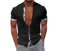 Générique 2025 Chemise Lin Homme Manches Courtes boutonnée à Motif imprimé décontracté Chemise de Loisirs Business avec Poche pour Le Safari, Les Voyages, Le Golf Hommes Funky Hawaïenne Chemises