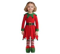 Générique 2025 Costume Lutin de Noël pour Enfants - Déguisement Elfe pour Filles et Garçons - Tenue Parent-Enfant pour Fête et Carnaval
