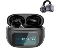 Générique 2025 Ear Clip Bluetooth Headphones with Touch Screen, Clip on Earbuds Wireless Bluetooth, Open Ear Noise Reduction Earbuds, Lightweight Comfort Waterproof, for Sports, Work (Black)