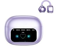 Générique 2025 Ear Clip Bluetooth Headphones with Touch Screen, Clip on Earbuds Wireless Bluetooth, Open Ear Noise Reduction Earbuds, Lightweight Comfort Waterproof, for Sports, Work (Purple)