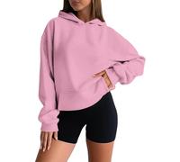Générique 2025 Femme Sweat Capuche Ample Confortable Hoodies Manteaux Casual Couleur Unie Super Soft Touch Veste Outwear avec Poches pour Sport Fitness Outdoor