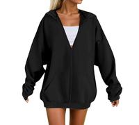 Générique 2025 Femme Sweat Capuche Ample Confortable Hoodies Manteaux Casual Couleur Unie Super Soft Touch Veste Outwear avec Poches pour Sport Fitness Outdoor