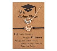 Générique 2025 Graduation Cordon RéGlable Bracelet ChaîNe Pendentif Collier Avec Carte De Graduation Graduation Cadeau De Graduation Pour Vieil Ami Noir Et Or Parti Ornements (A)