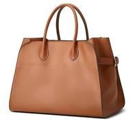 Générique 2025 Leather Tote Bag for Women, Large Retro Top-Handle Work Bag, Trendy PU Shoulder (Brown)