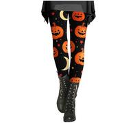 Générique 2025 Legging pour Femme Taille Haute Pants Halloween Imprimée De Chauve-Souris Citrouille Maison Legging Élastique Slim Vintage Pantalon Jogging Deguisement Citrouille Halloween pour Soirée