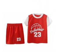 Générique 2025 Lot De 2 Survêtements Ensemble,Débardeur Respirant Ensemble Enfant Garçon Ete Vêtements Jeu Confortables Ado té Manche Courte Chemise Short pour Les Activités Sportives